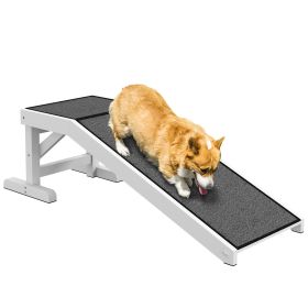 Dog Ramp for Bed Pet Access Non-Slip Carpet Top Platform 49 x 16 x 14 White