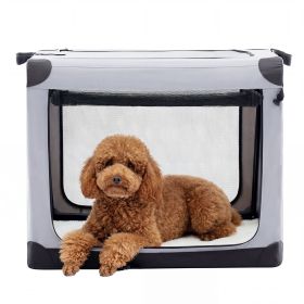 24 Inch Portable Foldable Dog Crate for Small Dog, 3-Door Soft Pet Airline Approved Crate with Storage Bag & Washable Pad, Up To 30Lbs