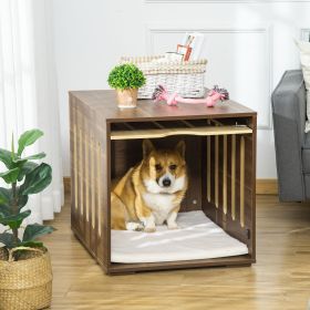 Furniture Style Dog Crate End Table with Removable Door Panel, Dog Crate Bed with Foam Cushion, Safety Lock, Indoor Use, for Small & Medium Dogs