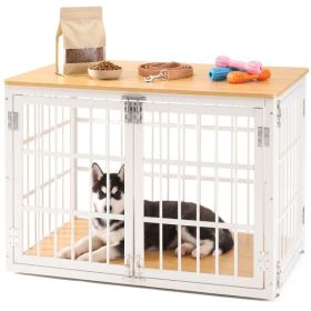 Sturdy Dog Crate Furniture, Heavy Duty Kennel For Large & Medium Dogs, Indoor Use (Option: Natural  38IN)